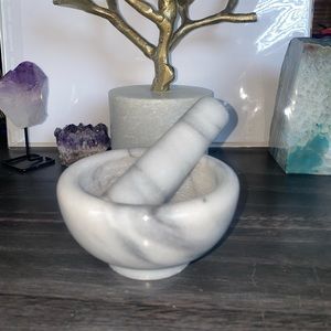 HP🎉White Marble Stone Mortar and Pestle Grinding Bowl